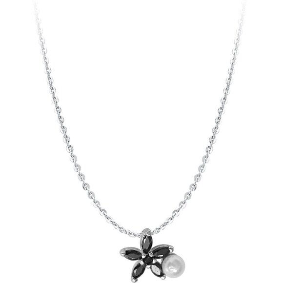 NEW 925 Sterling Silver Pearl Flower Necklace - Picture 2 of 6